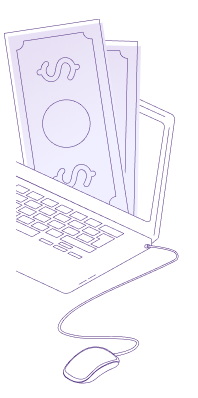 An image of money and a laptop.